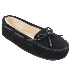 NIB Minnetonka Women's Cally Moccasin Slippers Black Size 10W